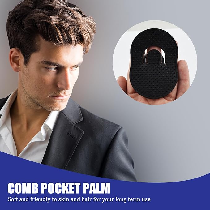 9 PCS Palm Combs for Men, Soft Portable Pocket Comb, Hand Comb, Scalp Massager Brush Combs, Beard Brush, for Men Women Home, Travel (Black)