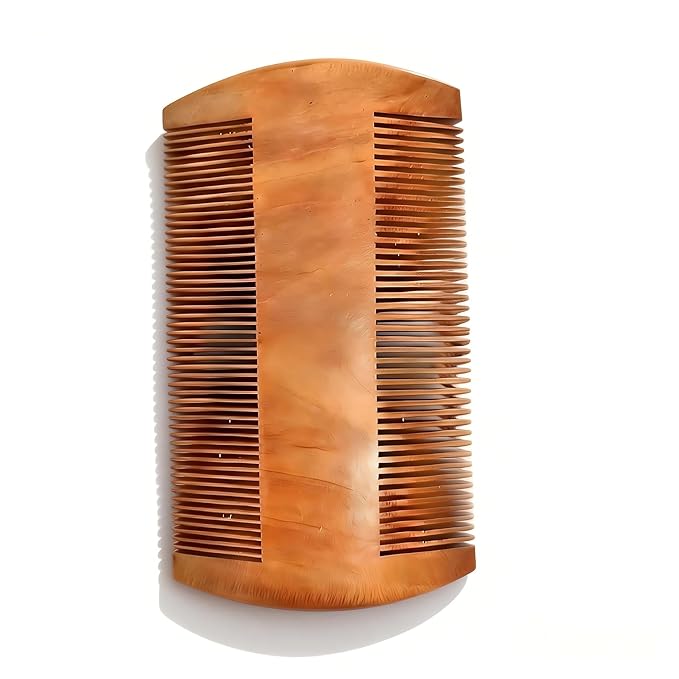 Wooden Beard & Mustache Comb for Men, Tangle-Free Sandal Scent Travel Beard Straightener Comb for Facial Hair Grooming & Care