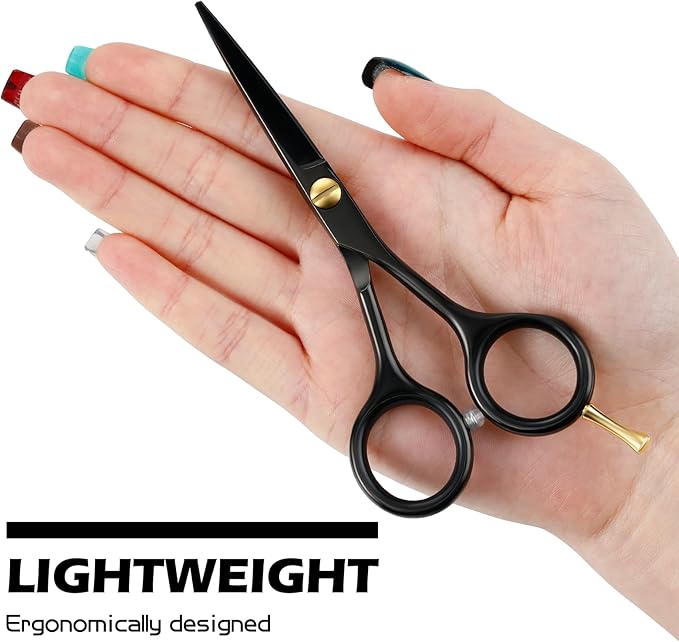 Mustache Scissors Set with Comb – 5.5” Titanium-Coated Stainless Steel Beard Scissors, Precision Beard Trimming Kits for Men with Wooden Comb, Sharp & Durable Grooming Tool