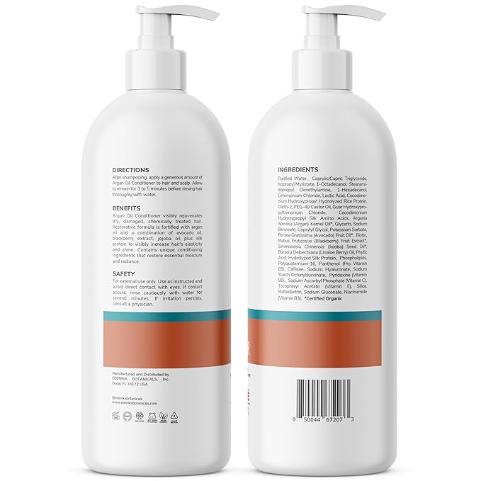 Argan Oil Moisturizing Conditioner with Avocado, Blackberry & Jojoba, 16 fl oz, Restorative & Smoothing Formula, Vegan, Paraben-Free, Sulfate-Free, for All Hair Types