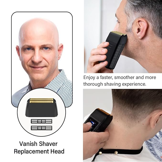 2Pack Shaver Replacement foil Compatible with wahl 5 Star Series Vanish Shaver 8173-700,Super Close Gold Foil & Cutter Bar Assembly Replacement - Compatible with wahl Vanish Replacement Foil, Black