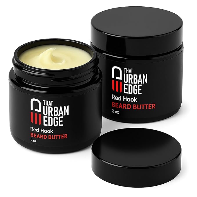 Urban Edge That Beard Butter for Black Men & All Beard Types – Anti-Itch Beard Moisturizer & Softener with Shea Butter & Argan Oil – Beard Balm & Cream Conditioner Alternative – Red Hook Scent – 2 oz