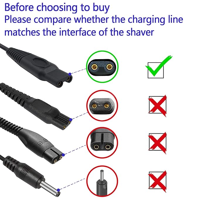 Shaver Charger Cord for KEMEI KM-1910 Electric Shaver Replacement Power Cord Beard Trimmer Electric Razor 5V USB Cable With Cleaning Brush