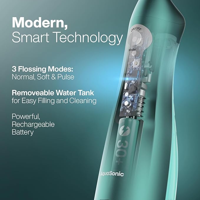 AquaSonic Water Flosser - Cordless Rechargeable Water Flossers for Teeth Cleaning - Waterproof Aqua Flosser, Portable Oral Irrigator for Dental Cleaning with 5 Jet Tips – Braces Home Travel