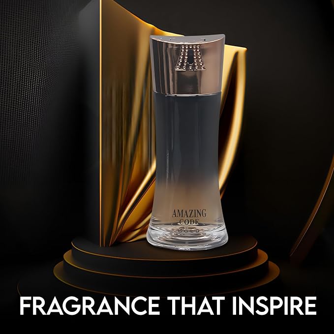 Amazing Code Eau De Parfum Top Notes Of Lemon, Bergamot, Star Anise, Olive Blossom & Guaiac Wood - Base Notes Of Leather, Bean & Tobacco - Ideal For Daily Wear -3.4 Oz Bottle