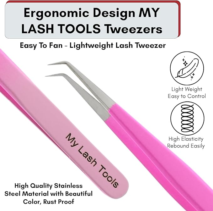 Isolation Tweezers for Eyelash Extension – 14cm Curved, Double Pink, Japanese Stainless Steel, Best for Individual Isolation & Classic Lashes, Pinzas para Pestaña (Double Pink Color)