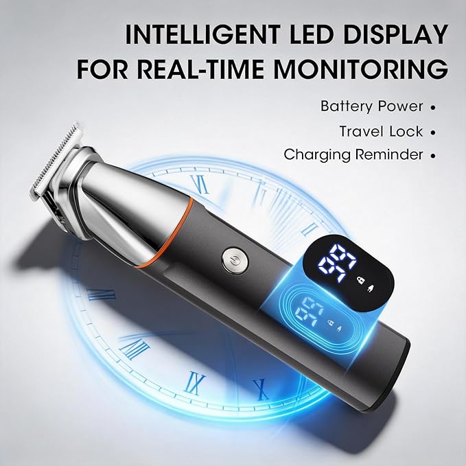Suttik Manscape Body & Pubic Hair Trimmer for Men, 5 in 1 Mens Grooming Kits, Groin & Ball Shaver, Body Groomer with LED Display, Waterproof, No-Nick