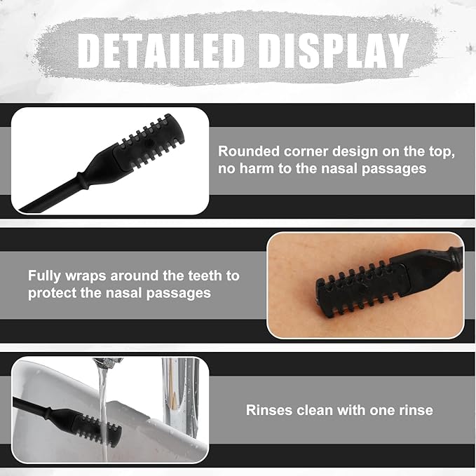 12pcs 2 in 1 Nasal Hair Cutter, 360 Rotating Nose Hair Trimmer for Men Women Double Sided Nose Hair Cleaner with Ear Picker Portable Manual Nostril Hair Removal Tool (Black)