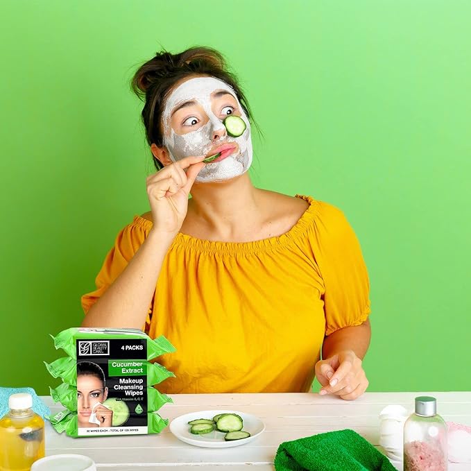 Global Beauty Care Makeup Cleansing Wipes 120 Count (4-Pack) (ASSORTED - 2PK x VITAMIN C | CUCUMBER)