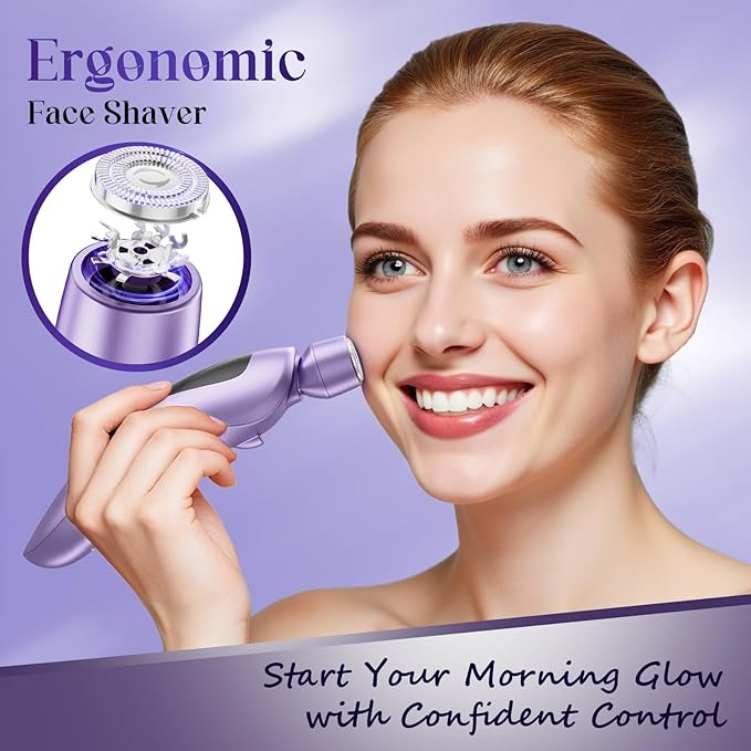 Cordless Electric Razors for Women: Rechargeable Painless Bikini Trimmer for Body Hair - IPX7 Waterproof Shaver with LED Display for Face/Underarm/Leg Deep Purple