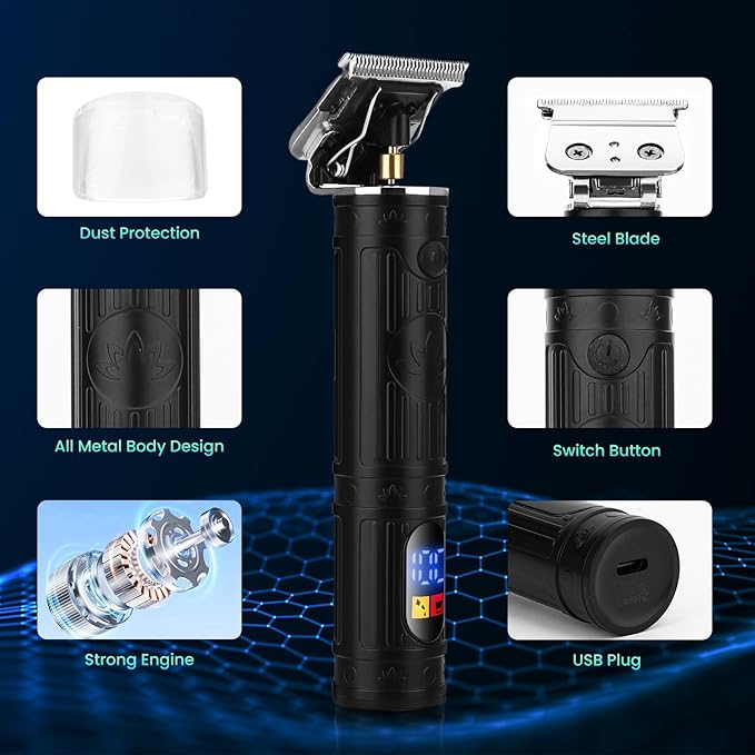 Soonsell Hair Clippers for Men,Professional Barber Clippers and Trimmer Set,Mens Cordless Hair Clipper for Barber,T-Blade Trimmer Set