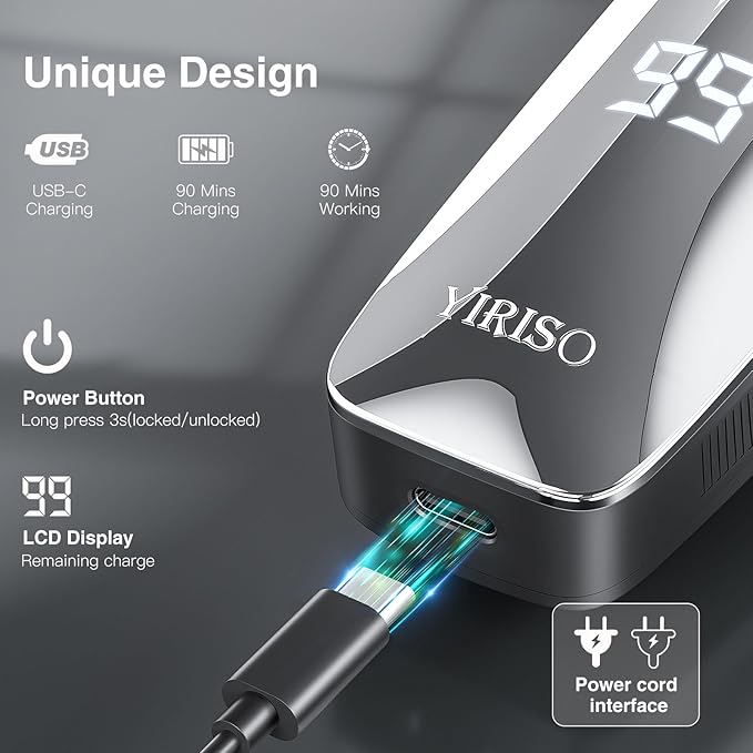 Electric Razor for Men, 90Min Long-Lasting Shaver with 4D Floating Head & LCD Display, Ultra Smooth for Sensitive Skin, IPX6 Waterproof, USB-C Fast Charge, with Travel Case - Ideal Gift