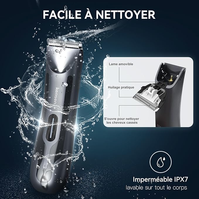 kensen Body Hair Trimmer for Men - Groin & Pubic Hair Trimmer with Ceramic Blades, Manscape Body Shaver for Men with LED Light Ball Shaver IPX7 Waterproof Wet/Dry Rechargeable Body Trimmer Mens Gift
