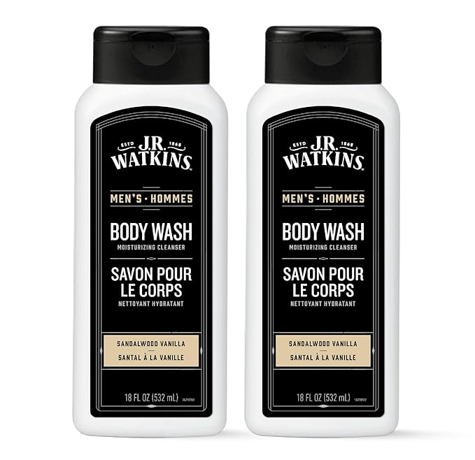 J.R. Watkins Body Wash Men's Sandalwood Vanilla, 18 fl oz, 2 Pack