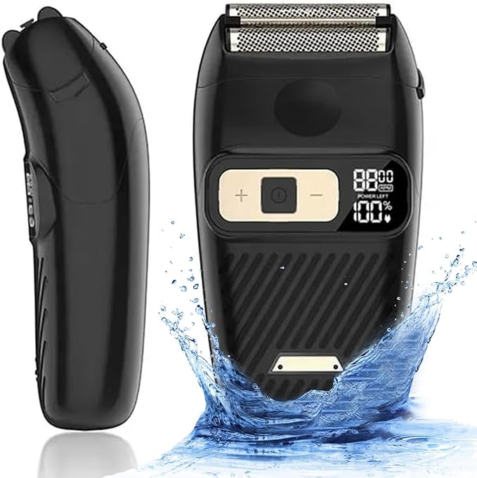 Foil Shaver Electric Razor for Men Electric Foil Shavers for Men Portable Travel Waterproof Wet Dry LED Display Cordless Beard Trimmer 3 Adjustable Speeds Long Battery Rechargeable IPX6