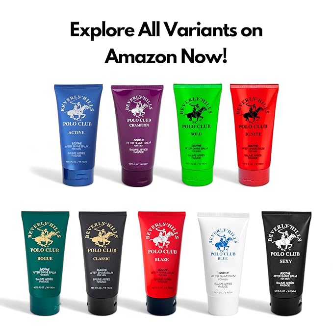 BHPC Blue by Beverly Hills Polo Club After Shave Balm for Men - Soothing Post-Shave Care with Distinctive "Blue" Scent - 5 Fl Oz