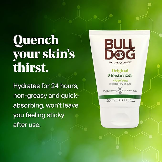 Bulldog Mens Skincare and Grooming Original Facial Moisturizer, 3.3 Fluid Ounce - Pack of 2