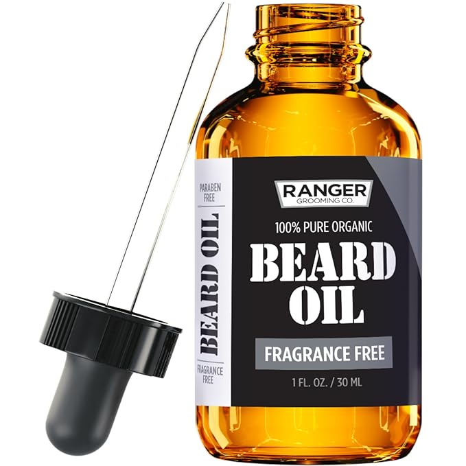 Leven Rose Beard Kit by Ranger Grooming Company, 100% Organic Natural Fragrance Free Unscented Beard Oil, Boar Bristle Beard Brush, Natural Wood Comb Beard Care Starter Set for Men