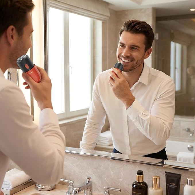 Mini Electric Razor, Facial Hair Removal for Women: Rechargeable Waterproof Shaver – Cordless Travel Razor for Face, Underarms & Sensitive Areas, Portable Grooming Gift, Electric Razors for Women, Red