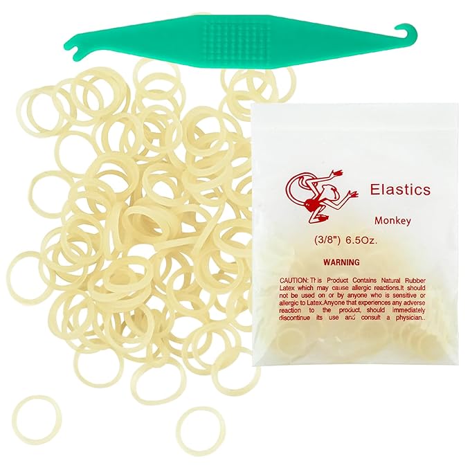 Orthodontic Rubber Bands for Braces 3/8'' Heavy 6.5 oz, 100 Pcs Dental Intraoral Elastic Bands