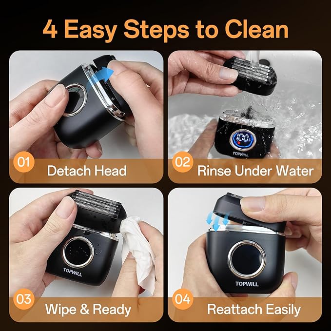 Electric Razor for Travel Men – 5 Blade Portable Foil Shaver with High-Speed Motor for Beard & Mustache Close Shave, Waterproof Wet/Dry Use, Mini Cordless USB-C Rechargeable, Black