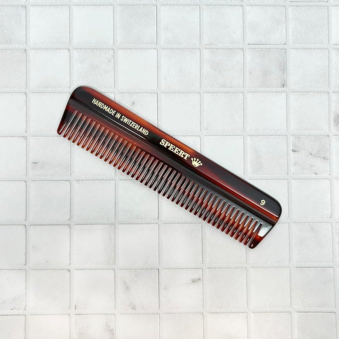 #9 Handmade Wide Tooth Comb Tortoise Havana Acetate Thick Coarse Curly Detangling Parting Grooming Teasing Hair Styling Hairdresser Barber Hairdressing Wet Dry Pocket Travel Women Men Kids