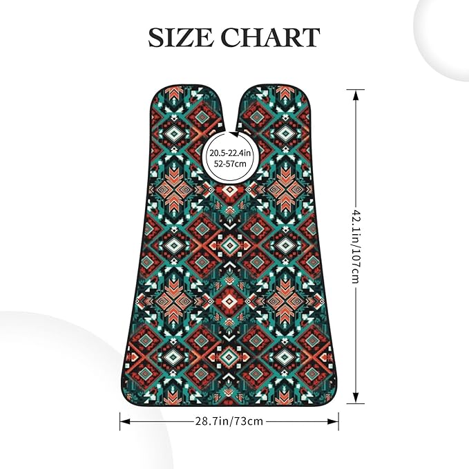 Beard Hair Catcher Bib, Waterproof Non-Stick Grooming Apron for Shaving Trimming, Perfect for Men Dad, Ethnic Aztec Geometric Indiana Western Southwest Pattern Shave Bib