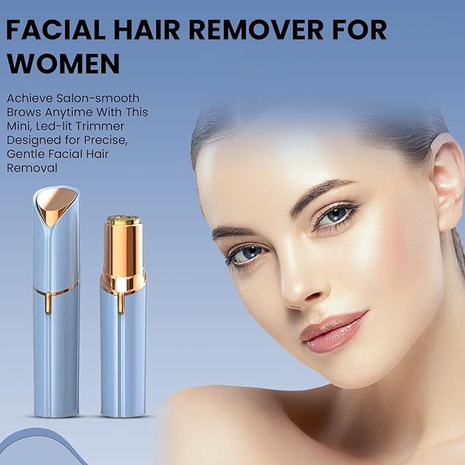 Facial Hair Remover for Women – Electric Face Razor with Light, Hair Removal for Upper Lip, Chin & Cheeks – Color Blue
