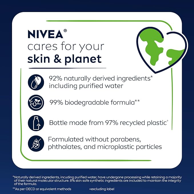 NIVEA MEN Sport Body Wash with Revitalizing Minerals, Tangerine and Pepper Scent, 3-in-1 Men's Body Wash, Face and Hair, Paraben Free, Vegan Formula, 16.9 Fl Oz Bottle, Pack of 3