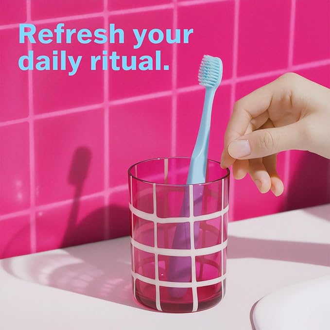 Max Extra-Soft Toothbrush for Adults Sensitive Gums – Gentle Bristles, Wide Angled Head for Back Teeth, Ergonomic Non-Slip Grip, BPA-Free Handle, Individually Wrapped, 4-Pack(Blue)