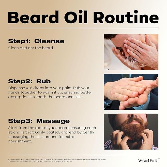 Waking Forest Cedar Beard Oil for Men - Biotin Mustache Oil with Vitamin E, Rosemary & Castor - Beard Care Softener, Strengthens, and Moisturizes - Beard Conditioner (2 oz)