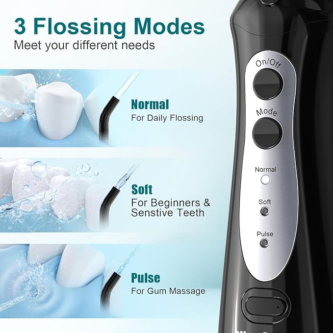 Cordless Water Flosser for Teeth & Gums – Nicefeel 300ml Portable Oral Irrigator, 3 Modes, Fast Charge, IPX7 Waterproof – Home & Travel Dental Care, Tonsil Stones Cleaner
