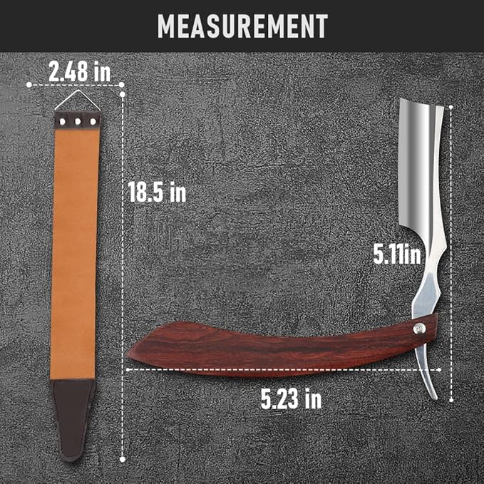 Straight Razor With Strope - Professional Straight Edge Barber Premium Stainless Steel Shaver With Shaving Strop for Men Home & Salon Grooming Using (NO.153)