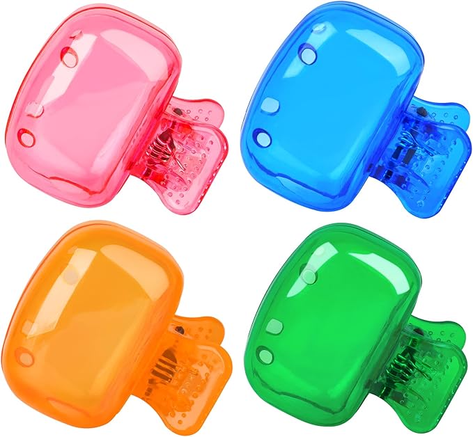 Hxezoc 4 Pack Travel Toothbrush Head Covers Toothbrush Protector Cap Brush Pod Case Protective Portable Plastic Clip for Household Travel, Bathroom, School, Camping, Business