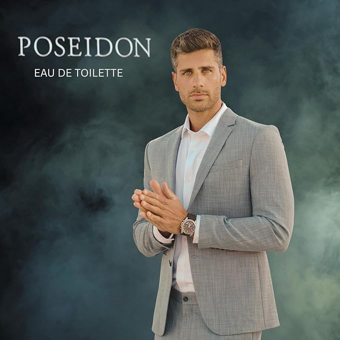 Instituto Español Poseidon Gold Gift Set for Men, Eau de Toilette and After Shave Spray, 3.4 fl oz Each (100 ml), Sophisticated and Harmonious Scent, Travel Size