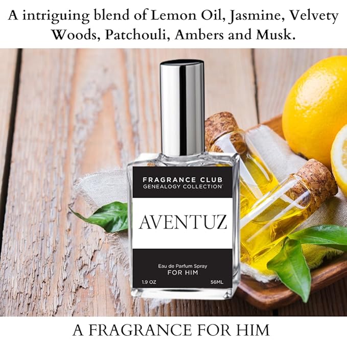 FRAGRANCE CLUB Aventuz Eau de Parfum for Men – Long Lasting Woody Citrus Cologne – Bold Fresh Masculine Scent – Luxury Inspired Fragrance – 1.9 oz
