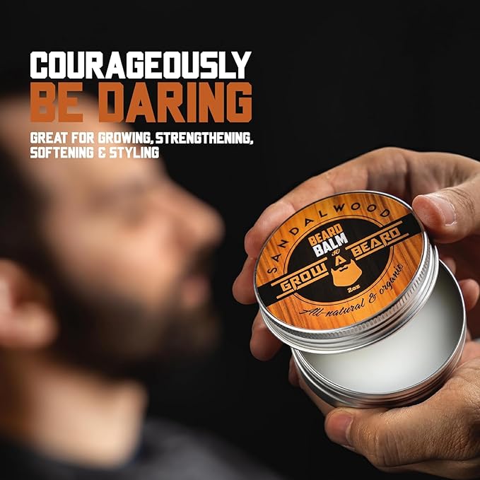 Beard Balm for Men, 2oz Sandalwood & 2oz Citrus Scent, w/Jojoba Oil & Shea Butter, Styling Cream for Men, Moisturizer & Softener, Beard Care Leave in Conditioner (2 Pack) (Balm)