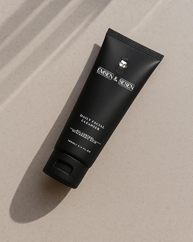 EMSEN & SESEN Men’s Face Wash Daily Cleanser Deep Cleansing & Hydrating for Oily Dry Sensitive Skin - Volcanic Soil Aloe Vera Hyaluronic Acid Panthenol - 3.4 oz