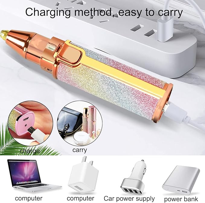 Eyebrow Timmer BlackIris Body Hair Groomers Facial Hair Trimmer Precision Detailer with Two Head, Battery Powered Double-Sided Eyebrow Razor, Compact Lipstick-Size Safe Painless Shaver