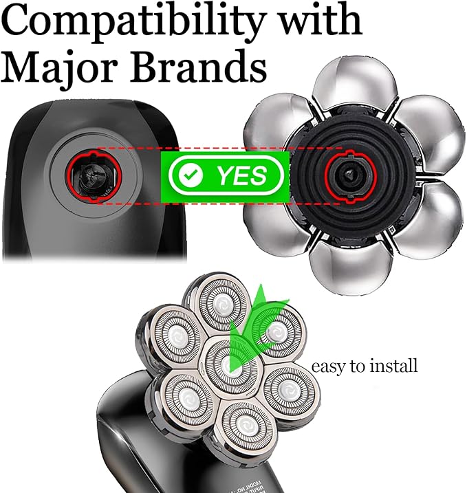 2 Pack 7D Blade Floating Replacement Heads for SHPAVER and Other Brand Head Shaver, Stainless Steel 7D Rotary Blades for Bald Men Rotary Shavers.