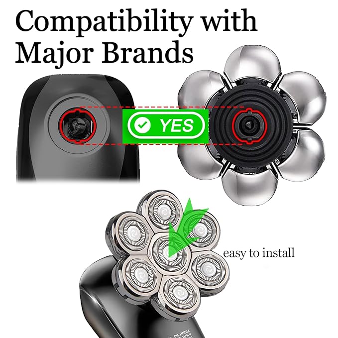 3 Pack 7D Blade Floating Replacement Heads for SHPAVER and Other Brand Head Shaver, Stainless Steel 7D Rotary Blades for Bald Men Rotary Shavers.