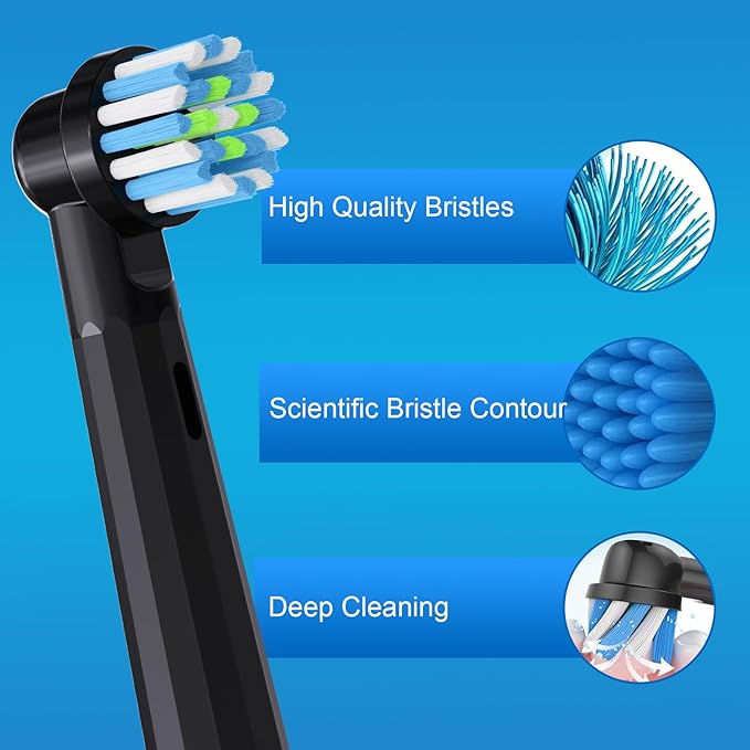 Replacement Toothbrush Heads Compatible with Oral B Pro 1000 Replacement Heads,Braun Replacement Brush Heads Refill for Genius X,Smart 1500,Pro 5000,8 Count,Black