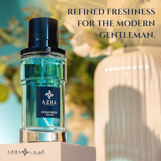 Ocean Breeze Eau De Parfum Men Spray 100ML (3.38 OZ) Arabian Perfume for Men Aromatic Fougere Notes Of Lemon, Mandarin And Musk, Long Lasting Perfume For Men, Luxurious Fragrance