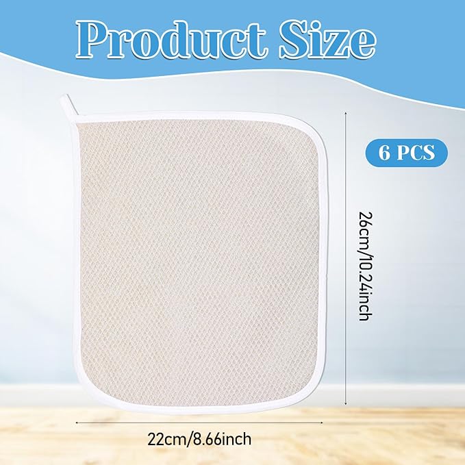 Body Wash Cloths, 6 Pieces Thin Exfoliating Washcloths Soft Weave Clean Face Towels Exfoliating Scrub Towel Soft Facial Washcloths for Women Man Face and Body Showering
