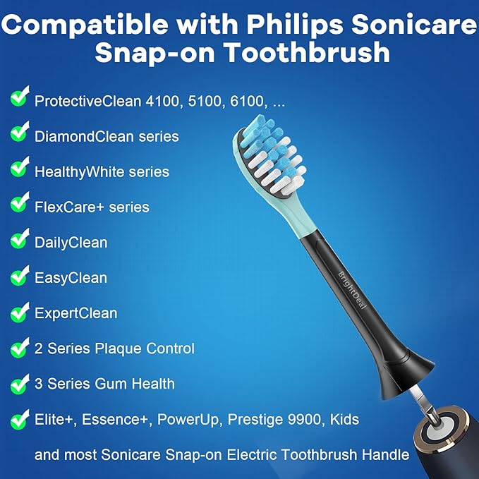 Replacement Head for Philips Sonicare ProtectiveClean 4100 5100 6100 DiamondClean 9500 ExpertClean 7500 FlexCare HealthyWhite Electric Sonic Toothbrush C3 G3 W3 C2 G2 C1 Brush, Black, 4 Pcs