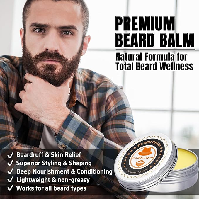 XIKEZAN Beard Kit for Men Grooming & Care w/Beard Conditioner, Wash, Oil, Balm, Brush, Comb,Birthday Fathers Valentines Gifts for Men Him Dad Husband Boyfriend Christmas Gifts Mens Stocking Stuffers