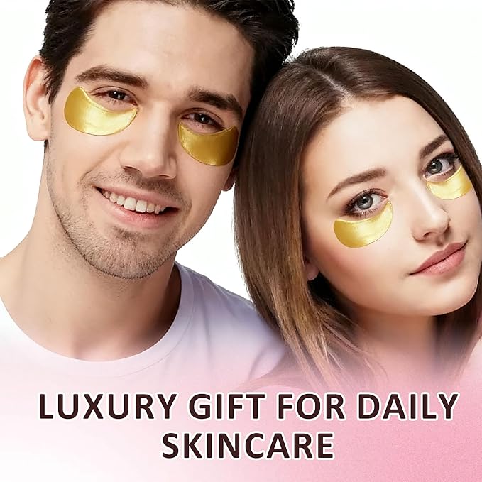 Amouy Eye Mask,30 Pairs for Dark Circles, Puffy Eyes, Undereye Bags,Wrinkles,Eye Mask with 24K Gold,Lavender, Blueberry, Pomegranate&Aloe Vera, Eye Treatment Skin Care for Men & Women Gift