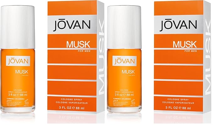 Jovan Musk for Men Eau de Cologne Spray 3 fl oz (Pack of 2), Notes of Carnation, Lavender, and Amber, Men's Fragrance, Long Lasting, Everyday Fragrance, Travel Size
