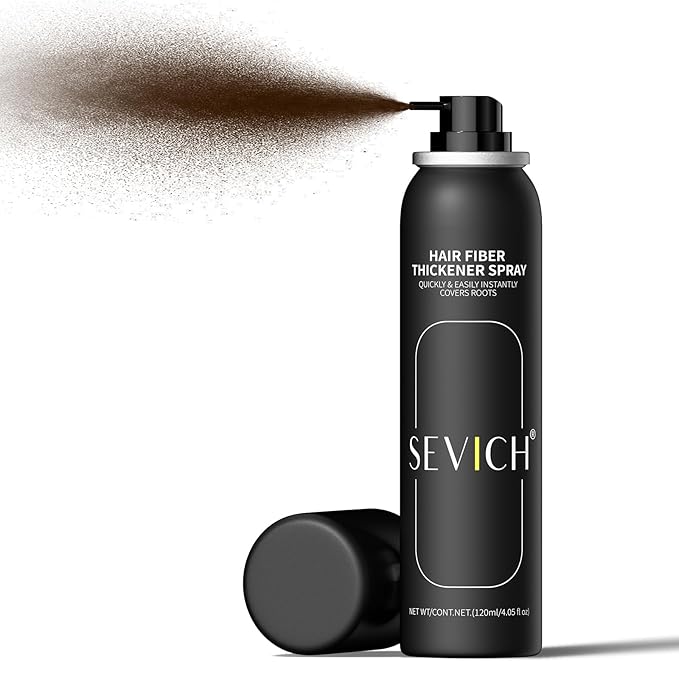 Sevich Hair Fiber Spray for Thinning Hair - Hair Building Fibers Instant Thickening for Men & Women, Waterproof & Sweatproof Root Touch Up Spray, 120ml (Dark Brown)