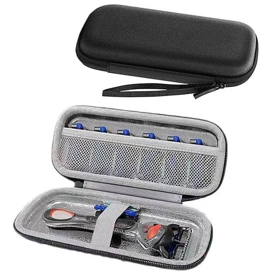 Razor Cover Travel Razor Case, Compatible with Gillette & Harrys, Razor Travel Case Razor Holder For Men Cord Travel Organizer, Zipper Carrying Bag (Black)